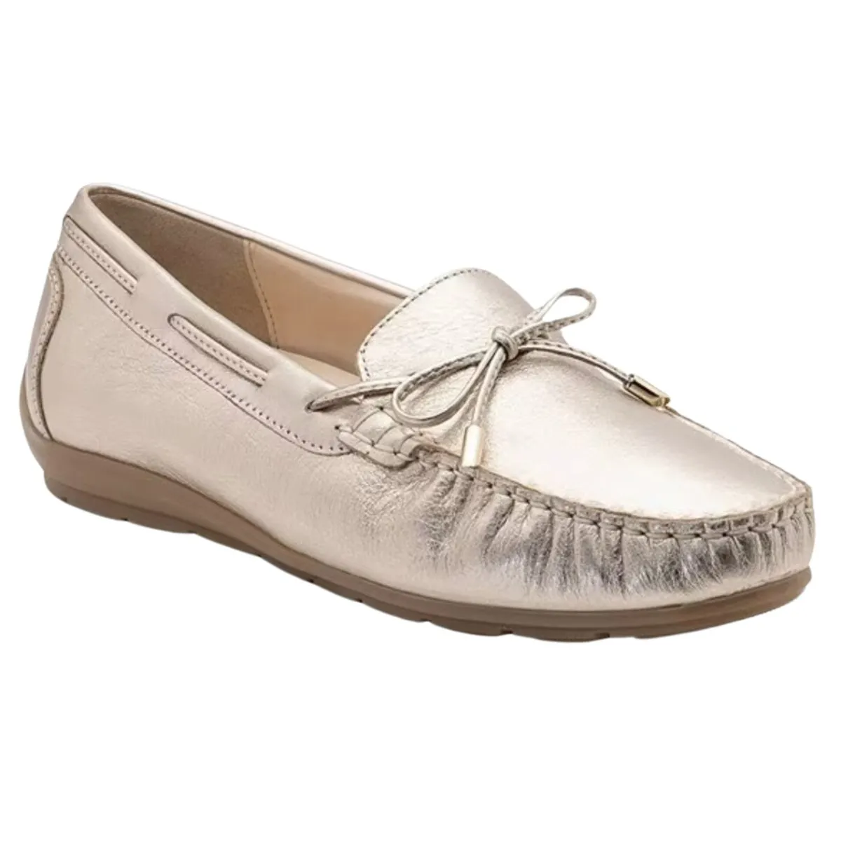Mocassin de conduite Amarillo pour femmes Ara en cuir métallisé platine