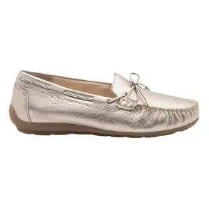 Mocassin de conduite Amarillo pour femmes Ara en cuir métallisé platine