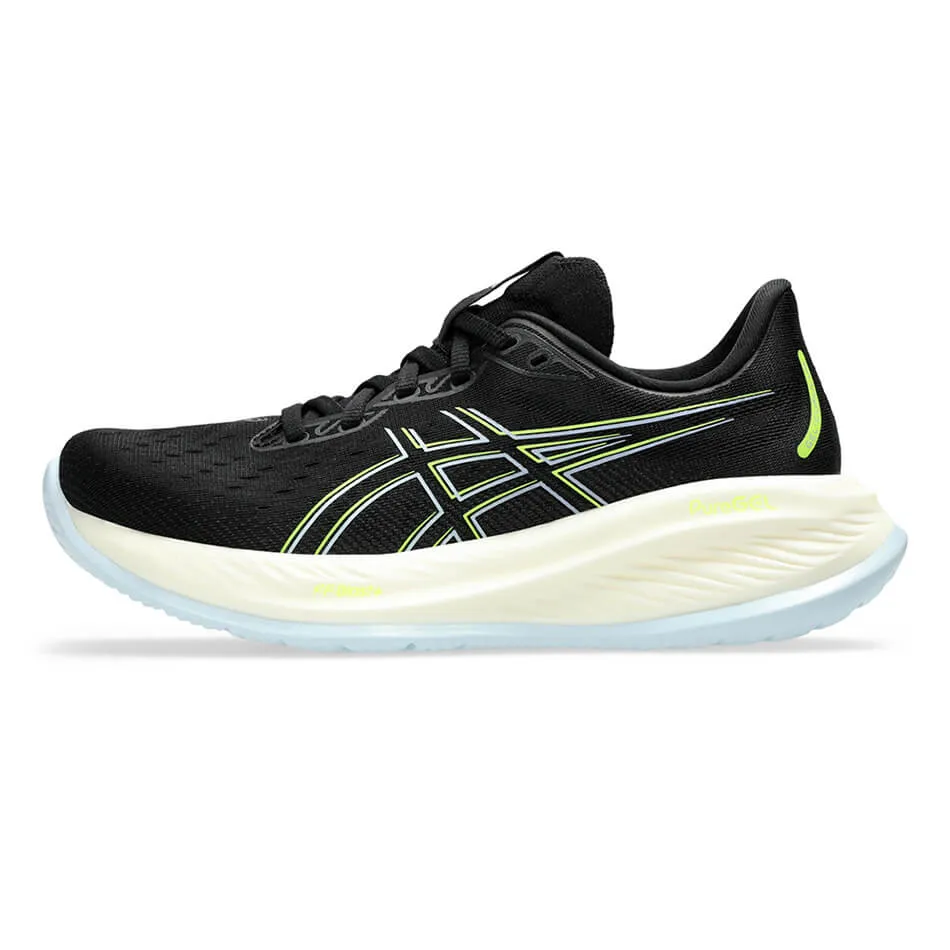 Chaussures de running ASICS GEL-CUMULUS 26 pour femme en Noir/Jaune sécurité AW24