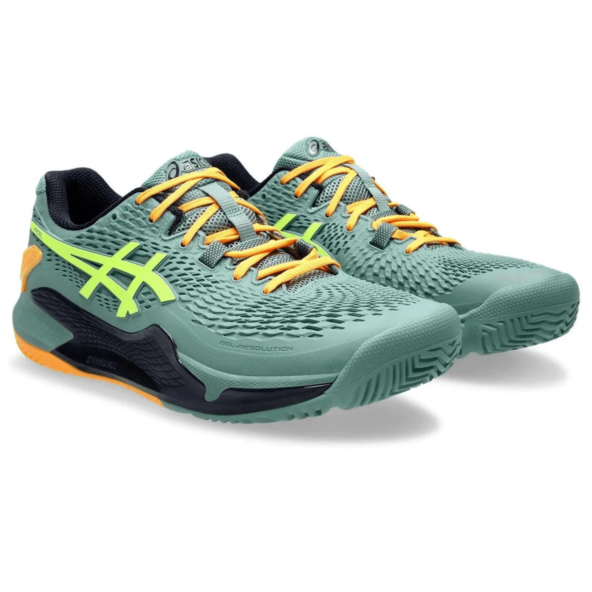 ASICS CHAUSSURES DE PADEL GEL-RESOLUTION 9 POUR HOMME CÉLADON/JAUNE DE SÉCURITÉ