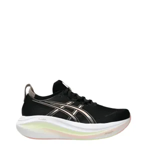 Chaussures de course ASICS GEL-NIMBUS 27 pour femme en Noir/Breeze SS25
