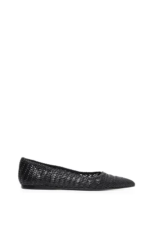 Chaussure plate tressée Aurora en cuir noir