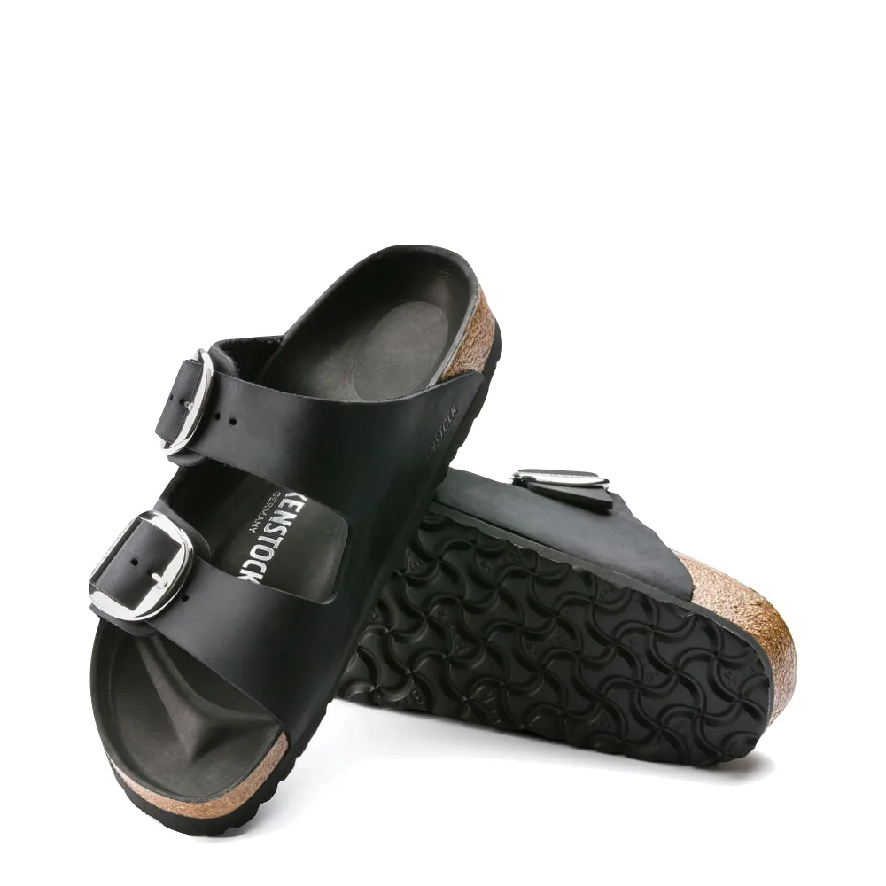Birkenstock Arizona Sandale à boucle large en cuir huilé noir