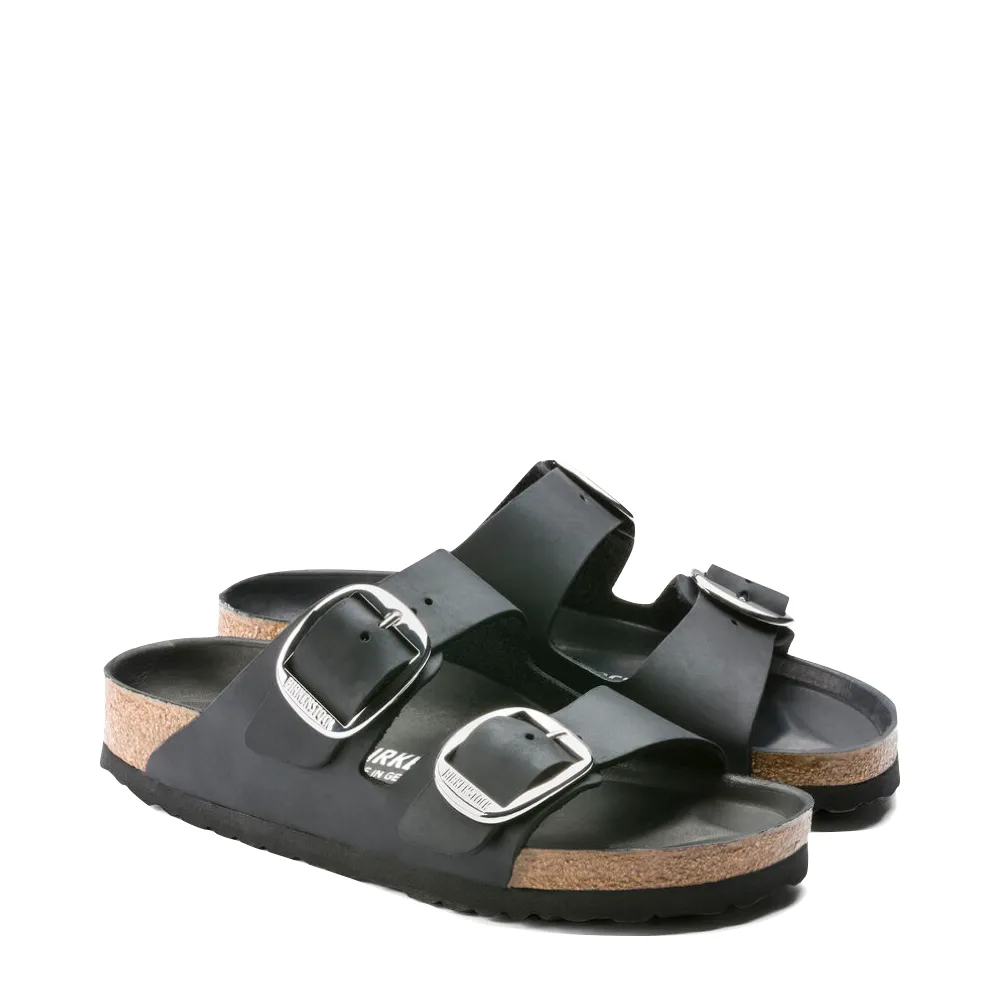 Birkenstock Arizona Sandale à boucle large en cuir huilé noir