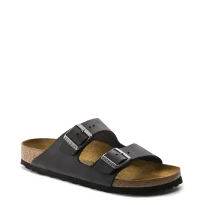Birkenstock Arizona en cuir huilé avec semelle souple en noir