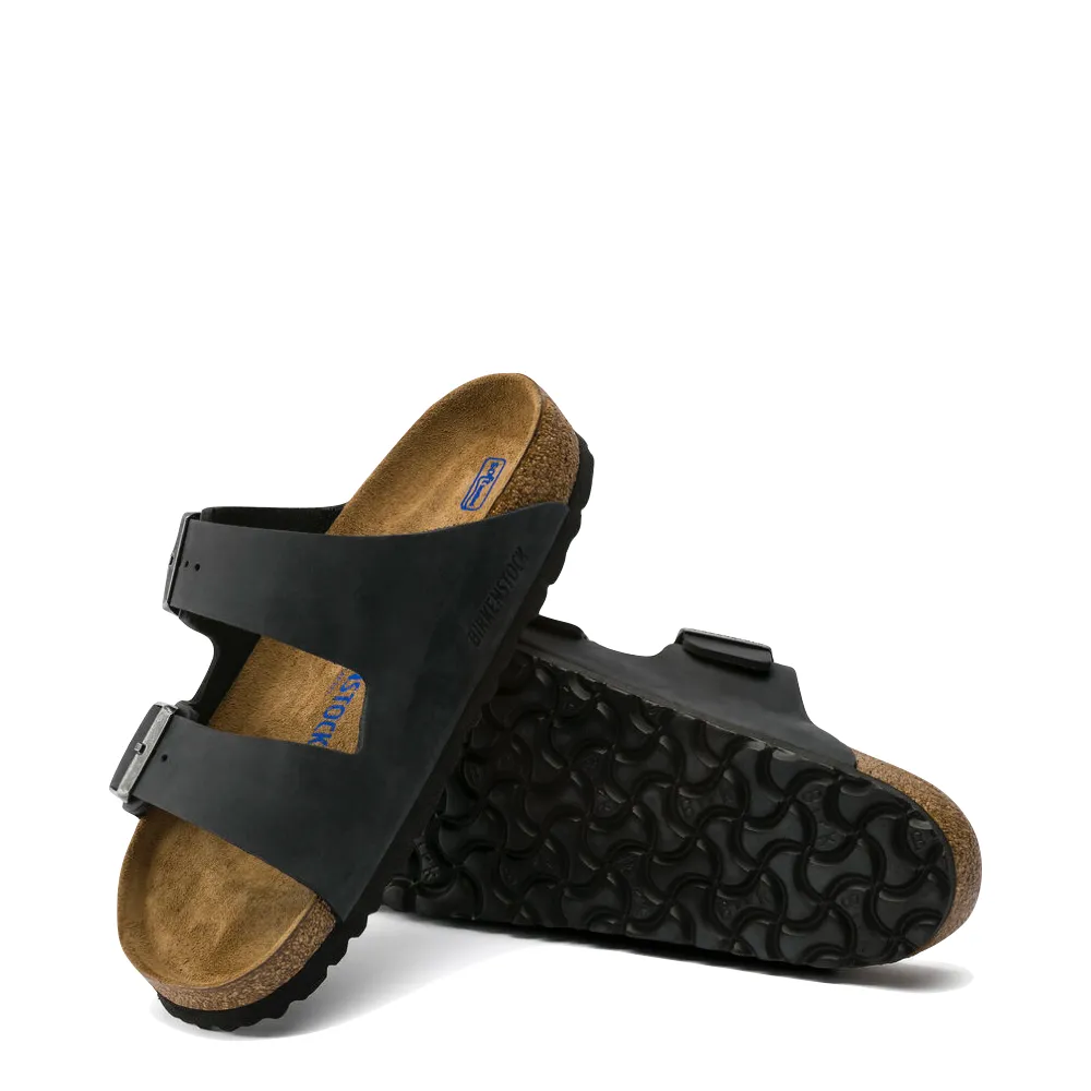 Birkenstock Arizona en cuir huilé avec semelle souple en noir