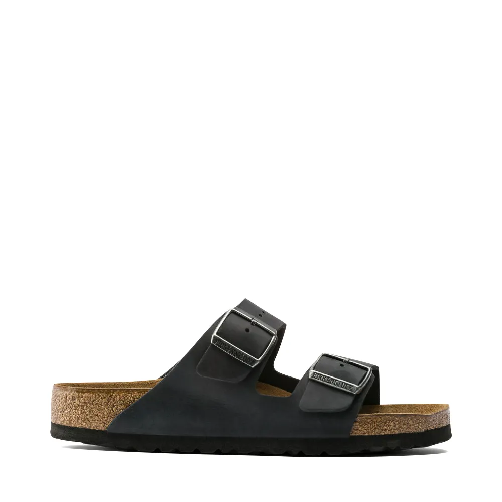 Birkenstock Arizona en cuir huilé avec semelle souple en noir
