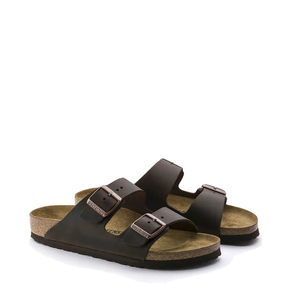 Birkenstock Arizona Sandale en cuir huilé avec semelle intérieure douce en brun Habana