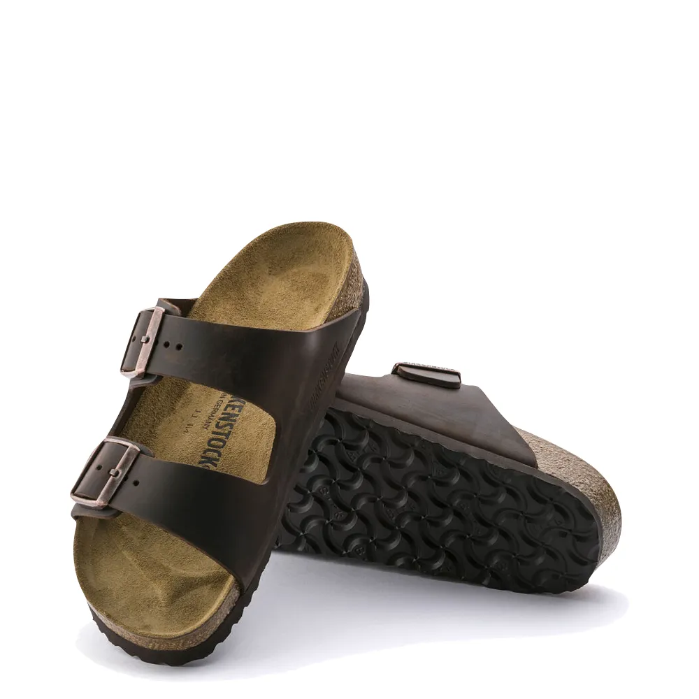 Birkenstock Arizona Sandale en cuir huilé avec semelle intérieure douce en brun Habana