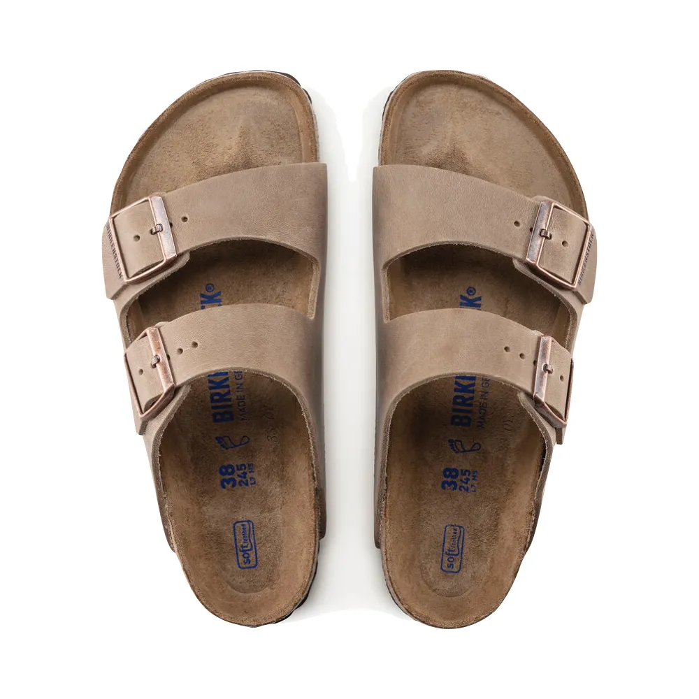 Birkenstock Arizona en cuir huilé avec semelle souple couleur tabac brun