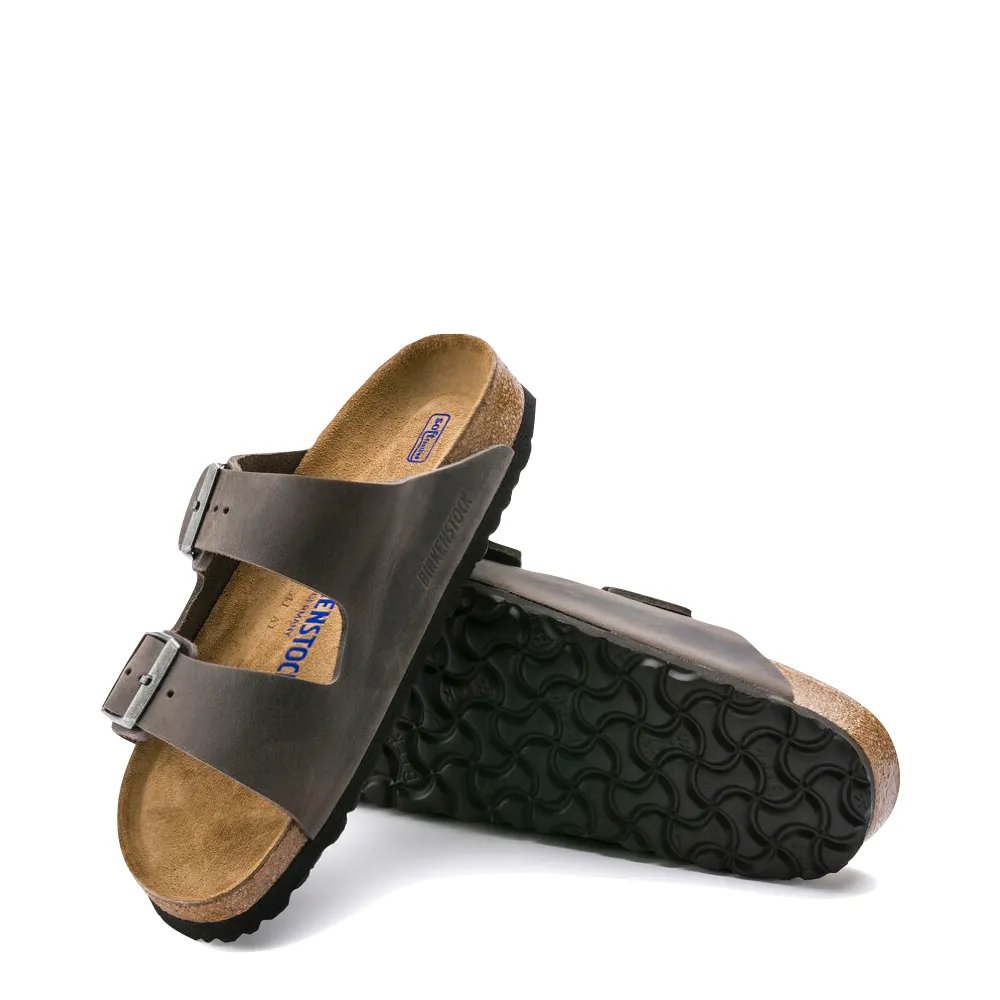 Birkenstock Arizona en cuir huilé avec semelle intérieure souple régulière, sandale en gris fer