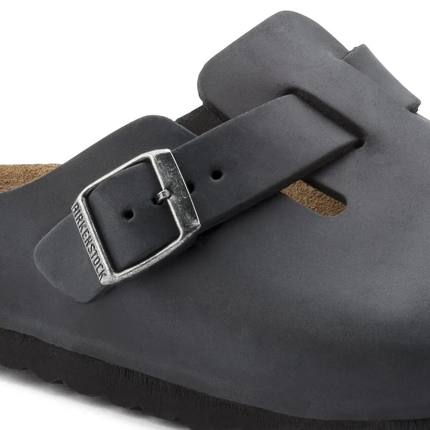 Birkenstock Boston Semelle souple - Cuir huilé - Noir