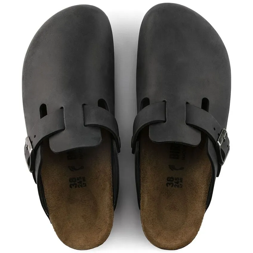 Birkenstock Boston Semelle souple - Cuir huilé - Noir