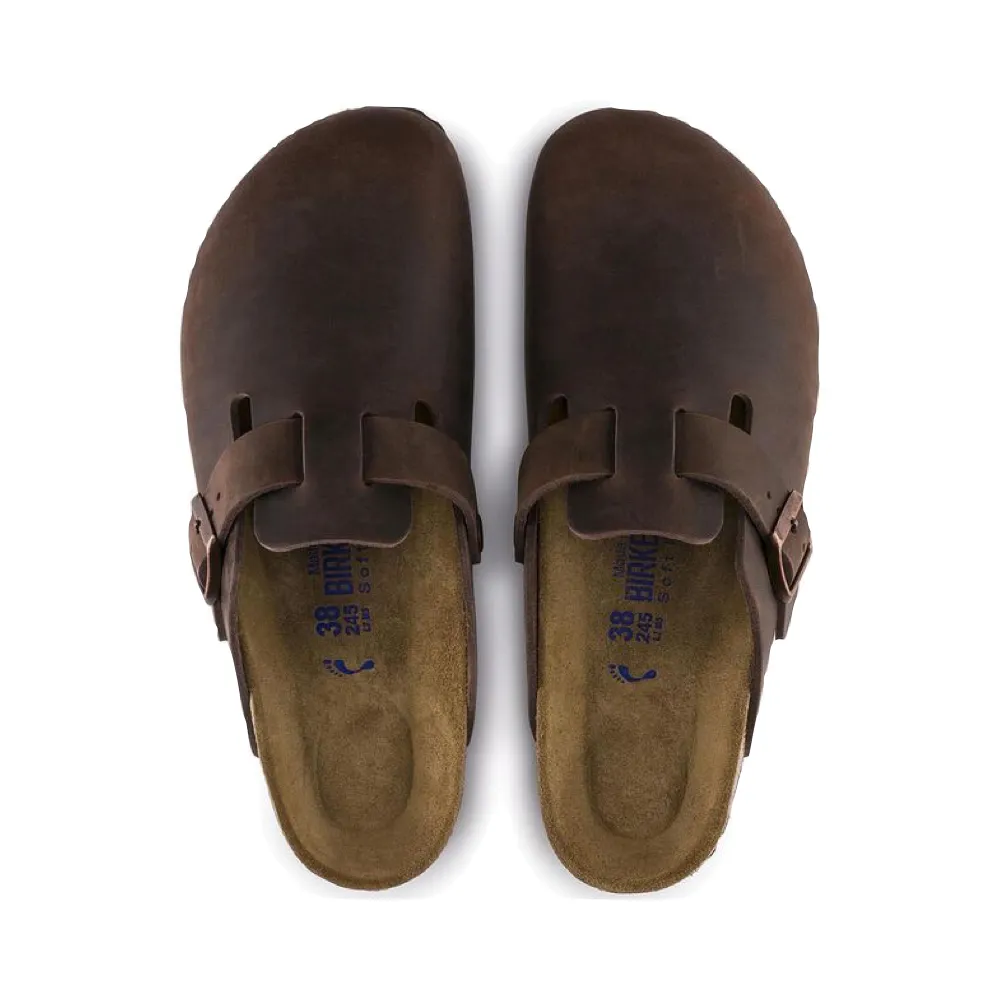 Birkenstock Boston Soft Footbed Sabot en Cuir Huilé Marron Habana