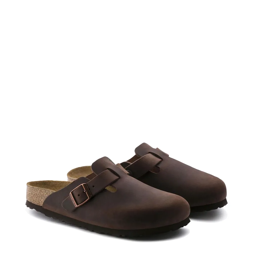Birkenstock Boston Soft Footbed Sabot en Cuir Huilé Marron Habana