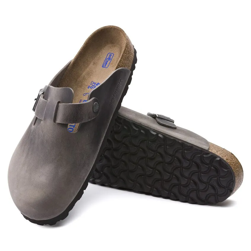 Birkenstock Boston Semelle souple - Cuir huilé - Fer