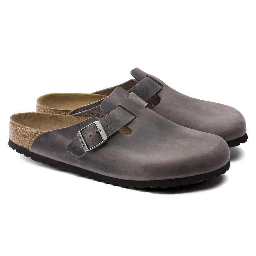 Birkenstock Boston Semelle souple - Cuir huilé - Fer