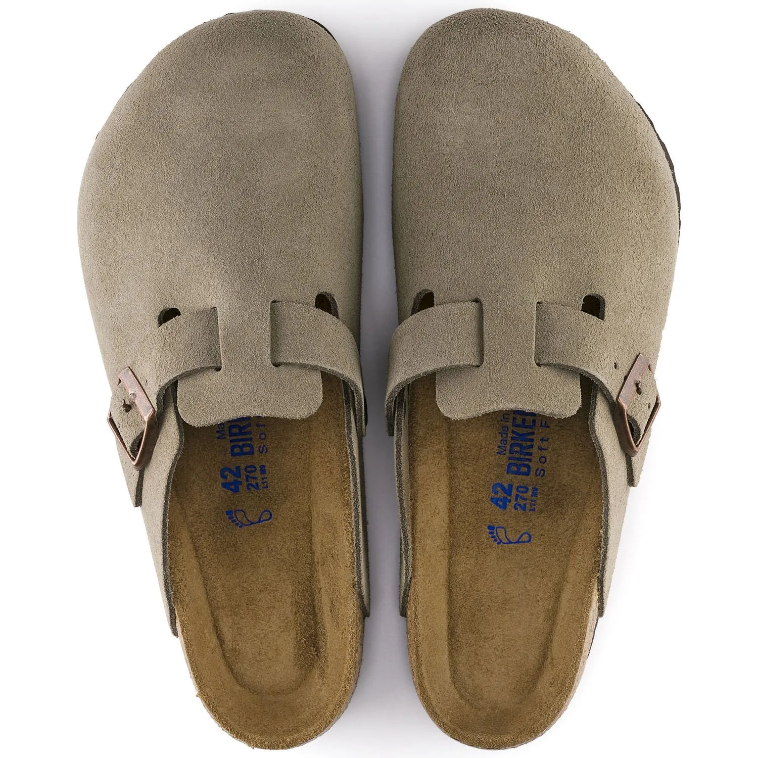 Birkenstock Boston Semelle intérieure douce en daim - Taupe