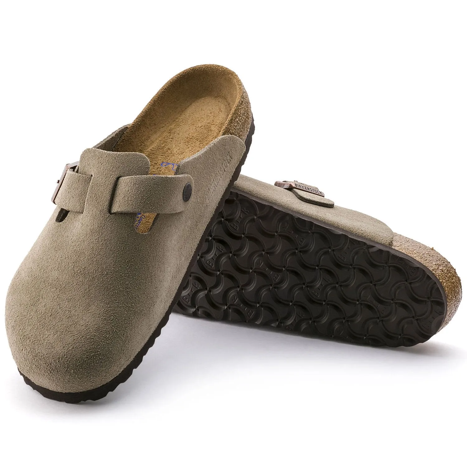 Birkenstock Boston Semelle intérieure douce en daim - Taupe