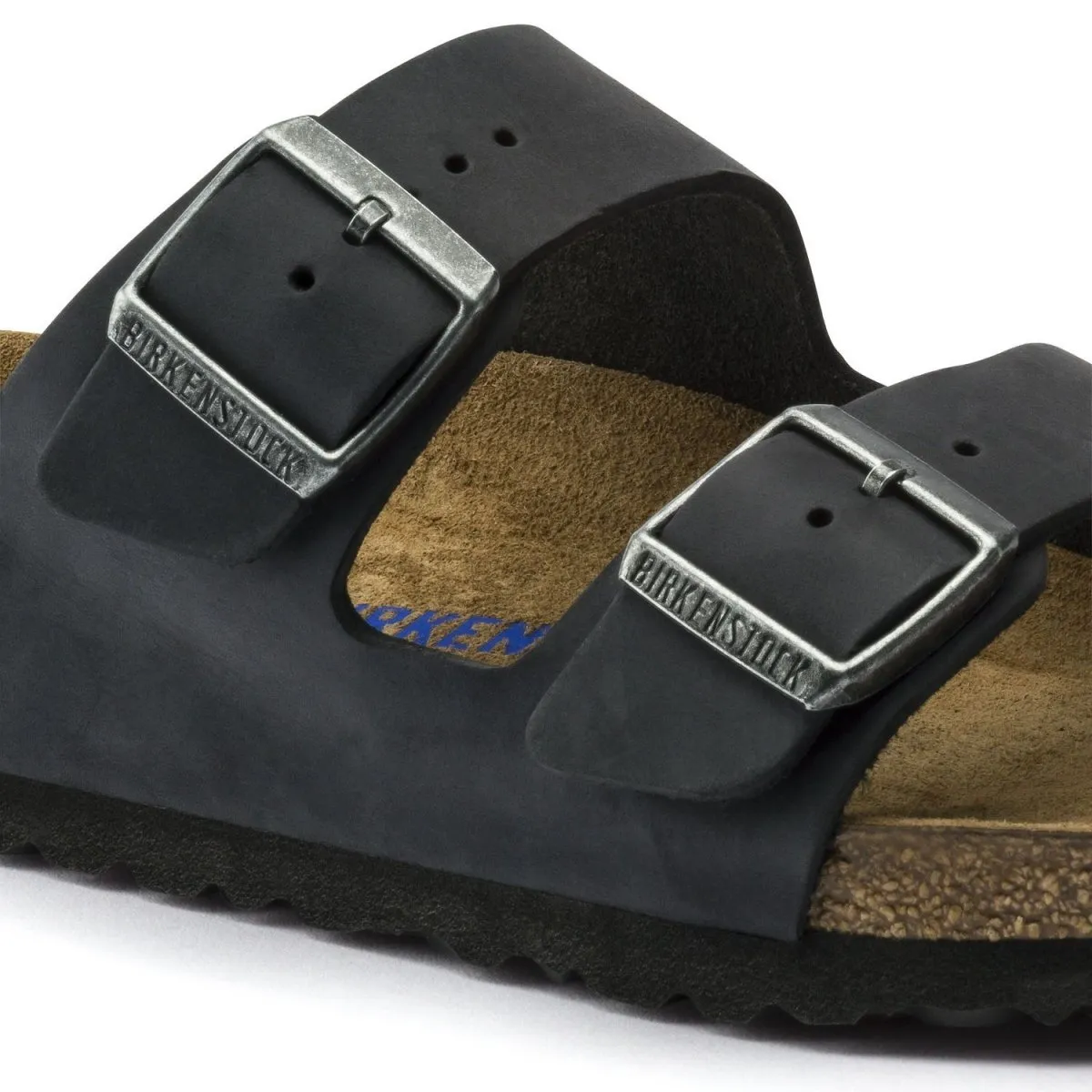 Birkenstock Arizona pour Hommes à Semelle Souple en Cuir Noir Huilé