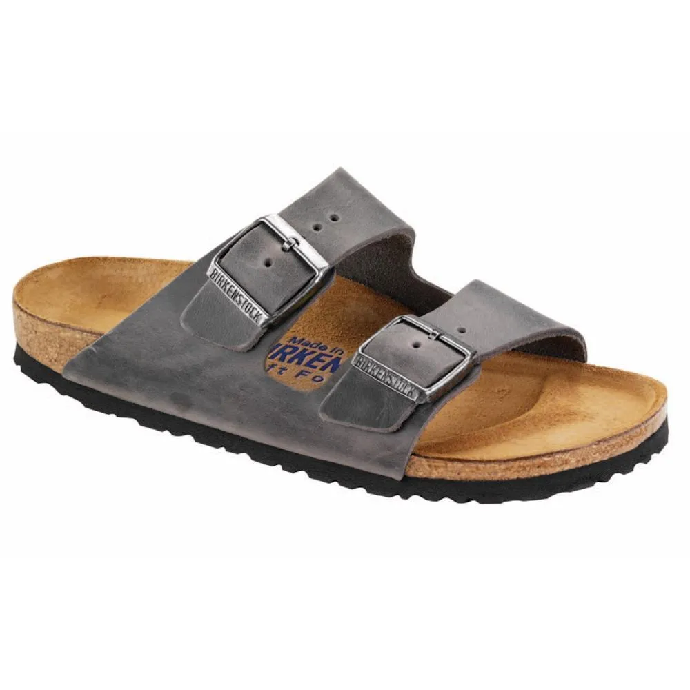 Birkenstock Arizona pour Hommes à Semelle Douce en Cuir Huilé Fer