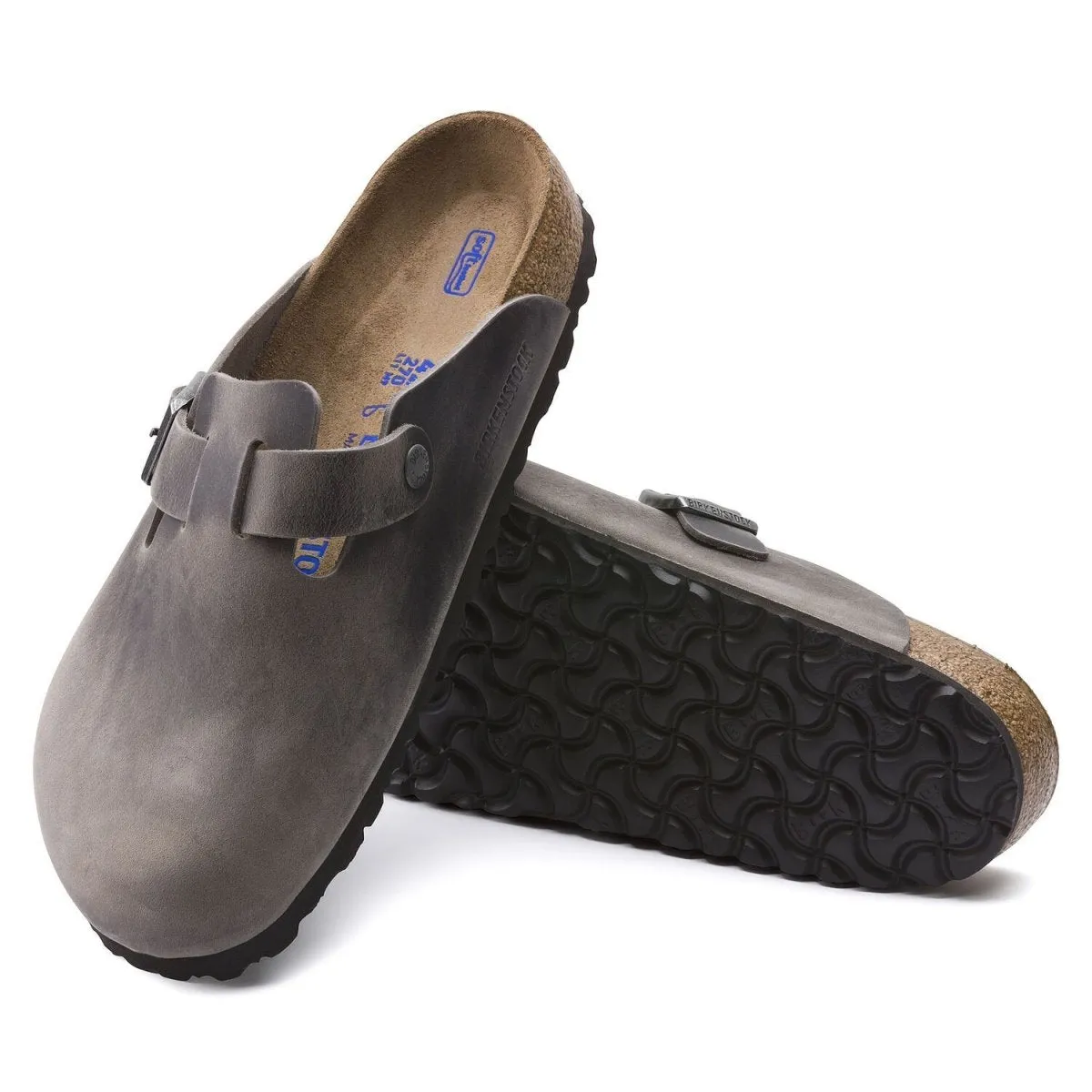 Birkenstock Boston pour Hommes avec Semelle Douce en Cuir Huilé Fer