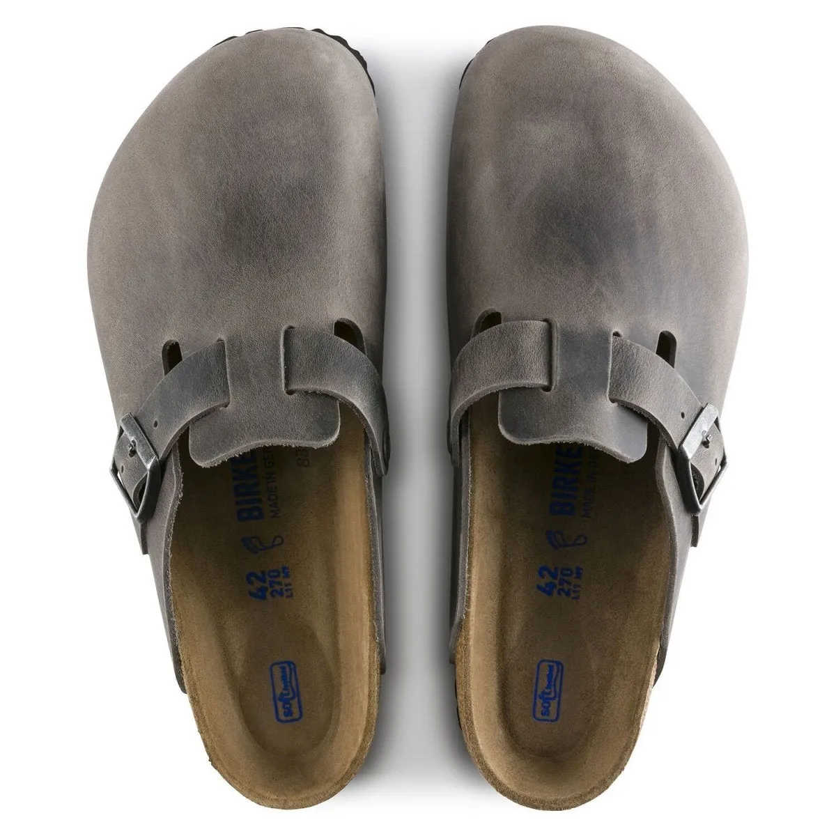 Birkenstock Boston pour Hommes avec Semelle Douce en Cuir Huilé Fer