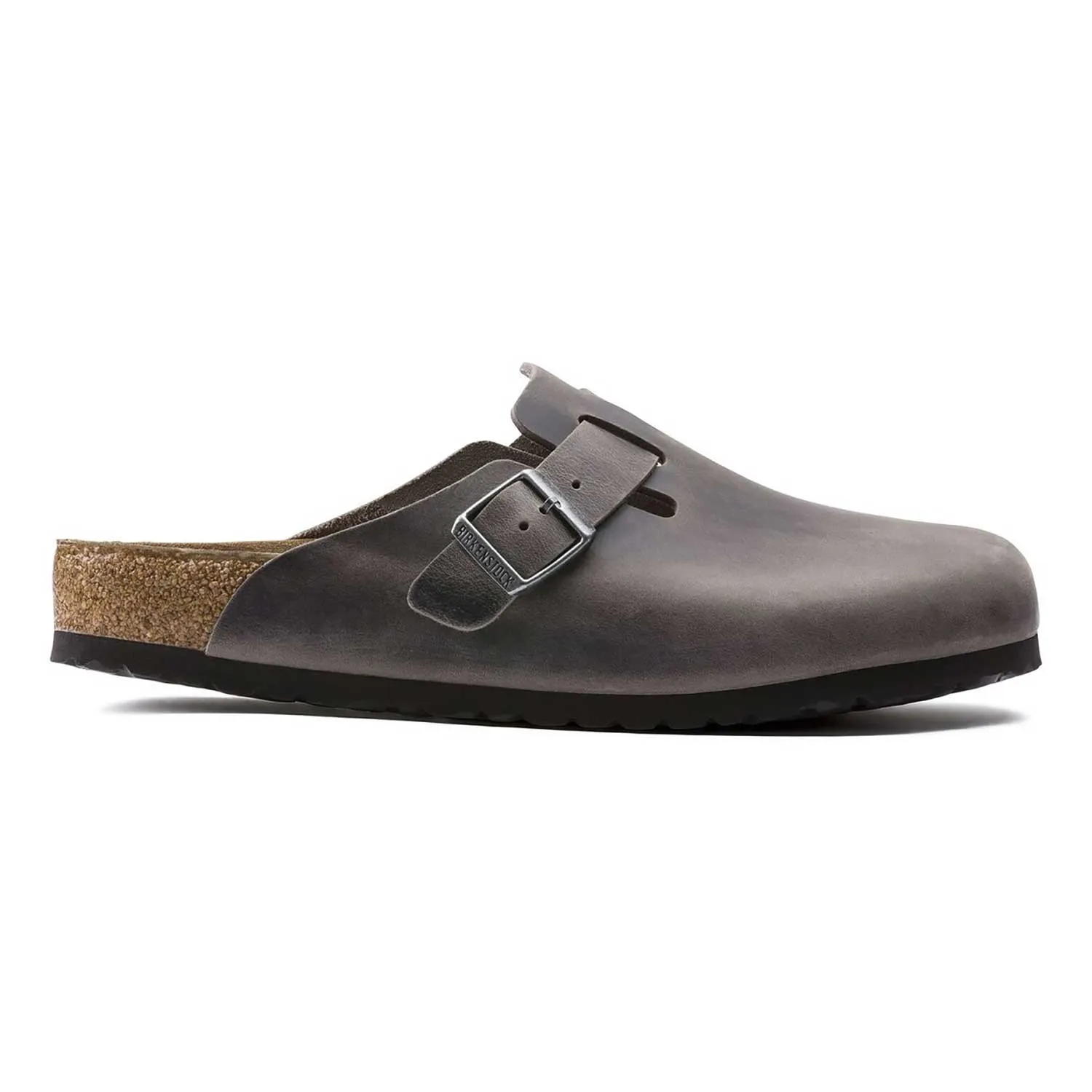 Birkenstock Boston pour Hommes avec Semelle Douce en Cuir Huilé Fer