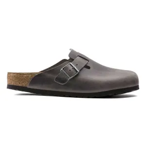 Birkenstock Boston pour Hommes avec Semelle Douce en Cuir Huilé Fer
