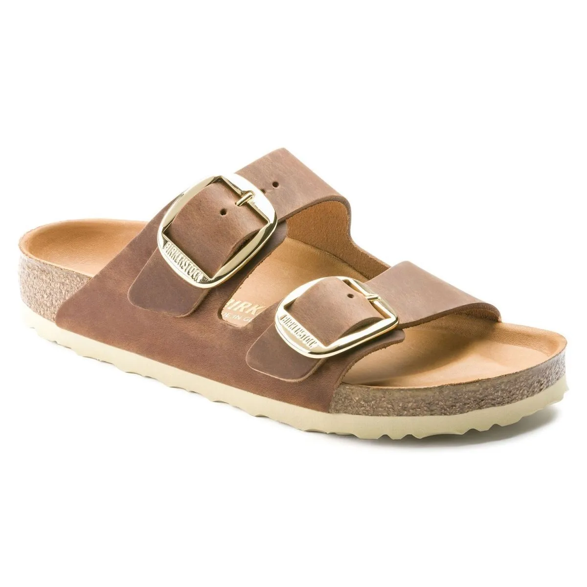 Birkenstock Femme Arizona Grande Boucle Cuir Huilé Cognac