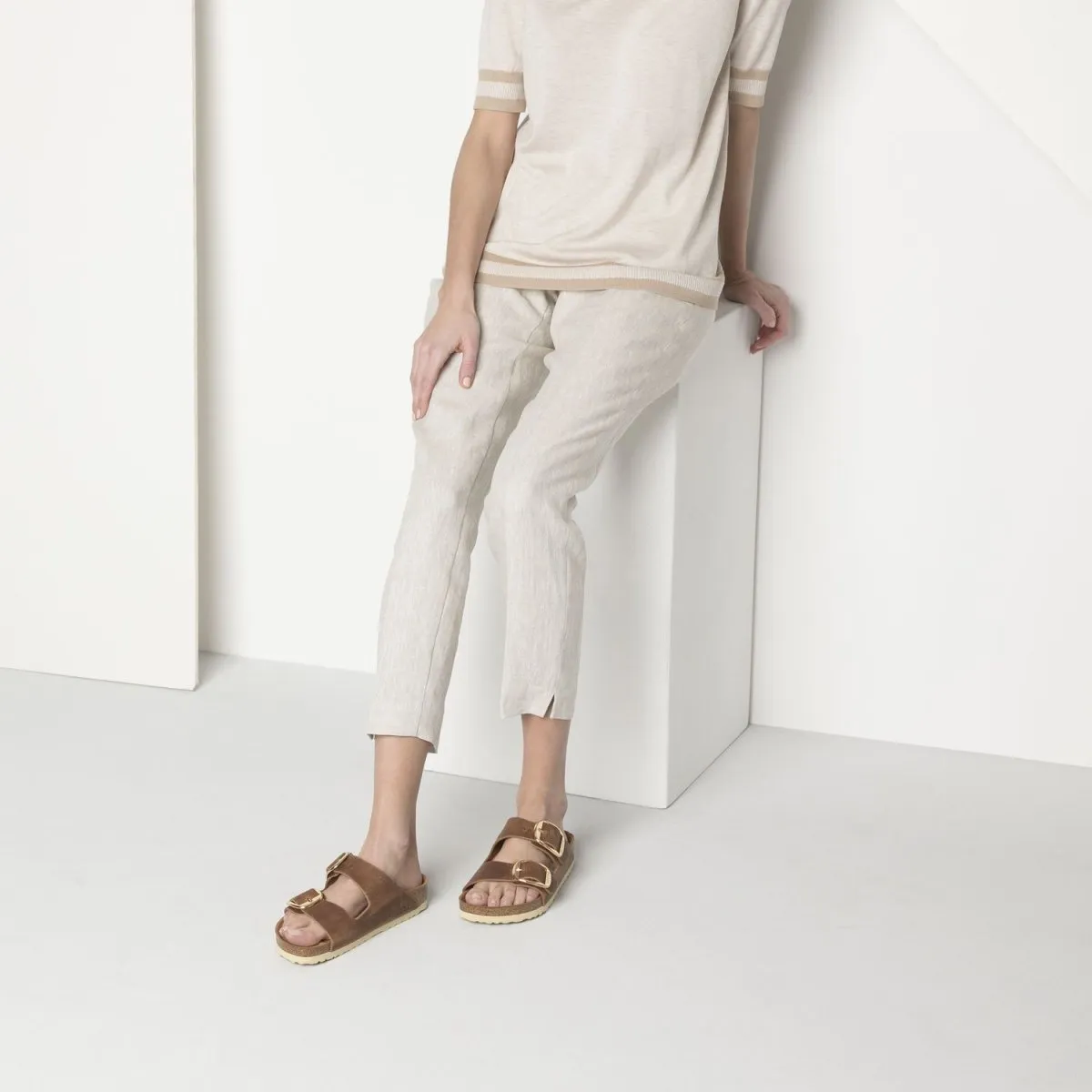 Birkenstock Femme Arizona Grande Boucle Cuir Huilé Cognac
