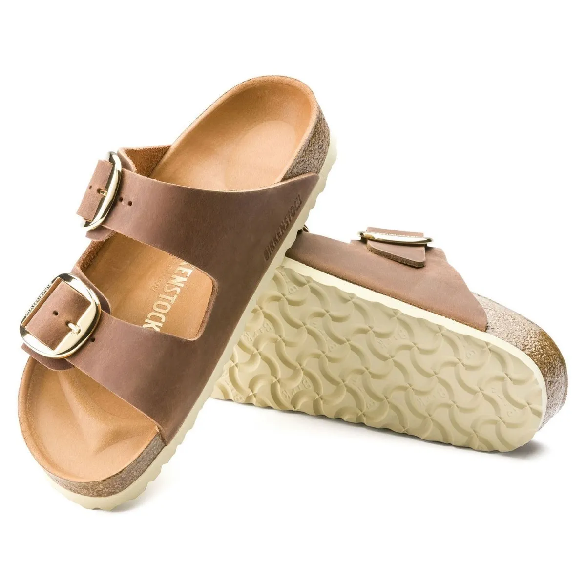 Birkenstock Femme Arizona Grande Boucle Cuir Huilé Cognac