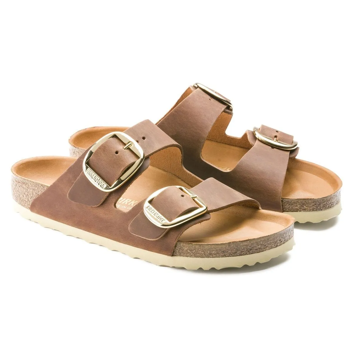 Birkenstock Femme Arizona Grande Boucle Cuir Huilé Cognac