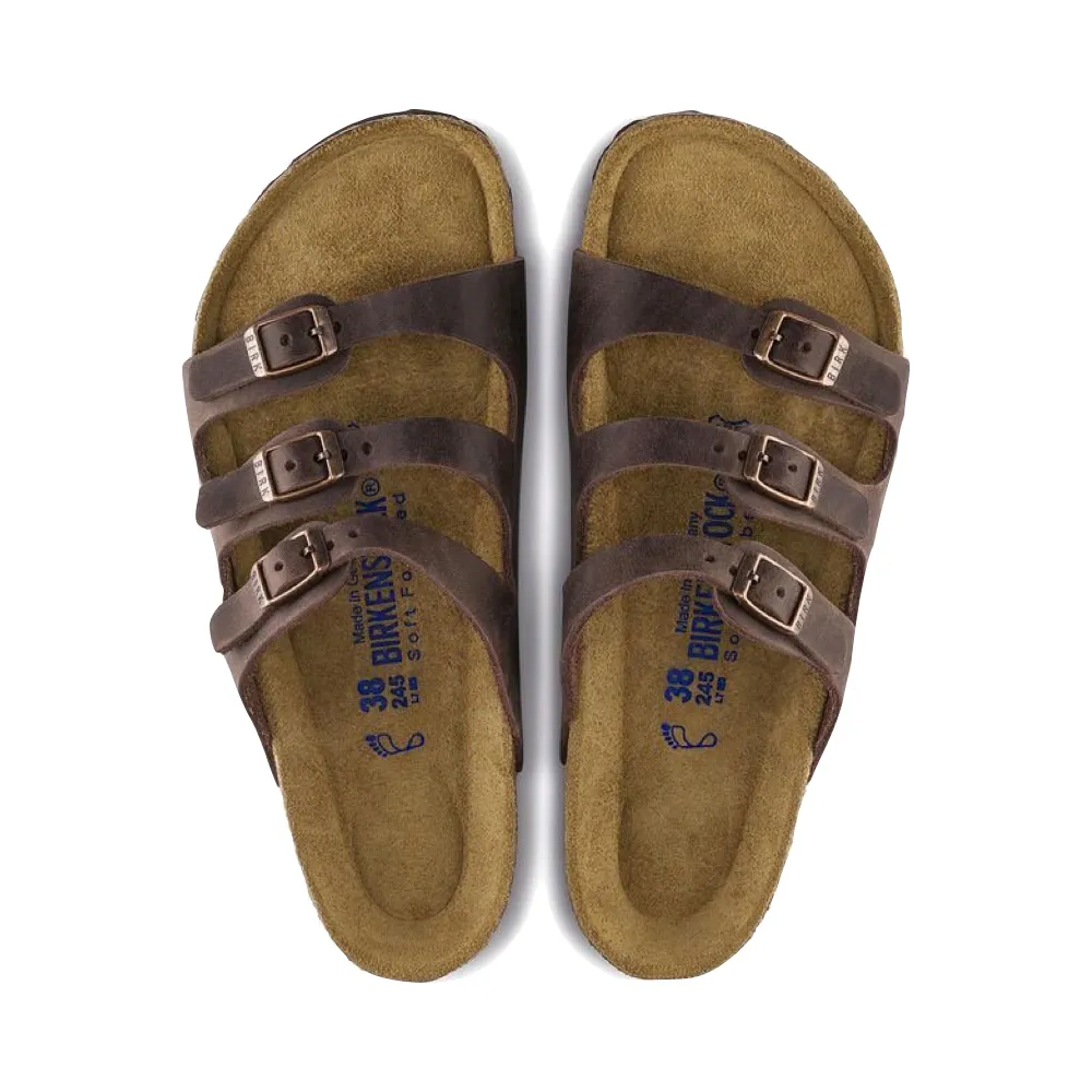 Birkenstock Sandale Floride pour Femme à Semelle Souple en Cuir Marron Habana