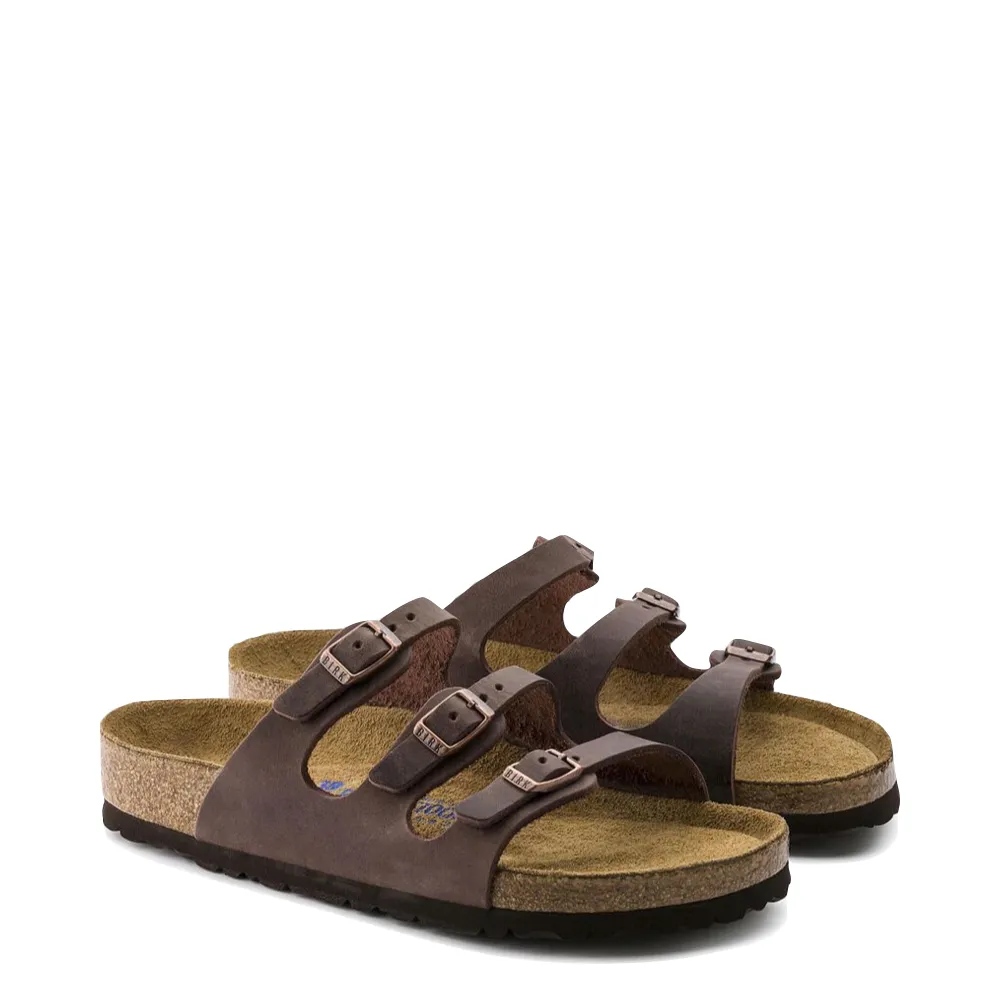 Birkenstock Sandale Floride pour Femme à Semelle Souple en Cuir Marron Habana
