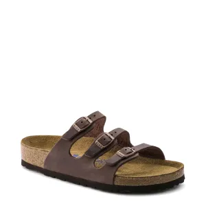 Birkenstock Sandale Floride pour Femme à Semelle Souple en Cuir Marron Habana