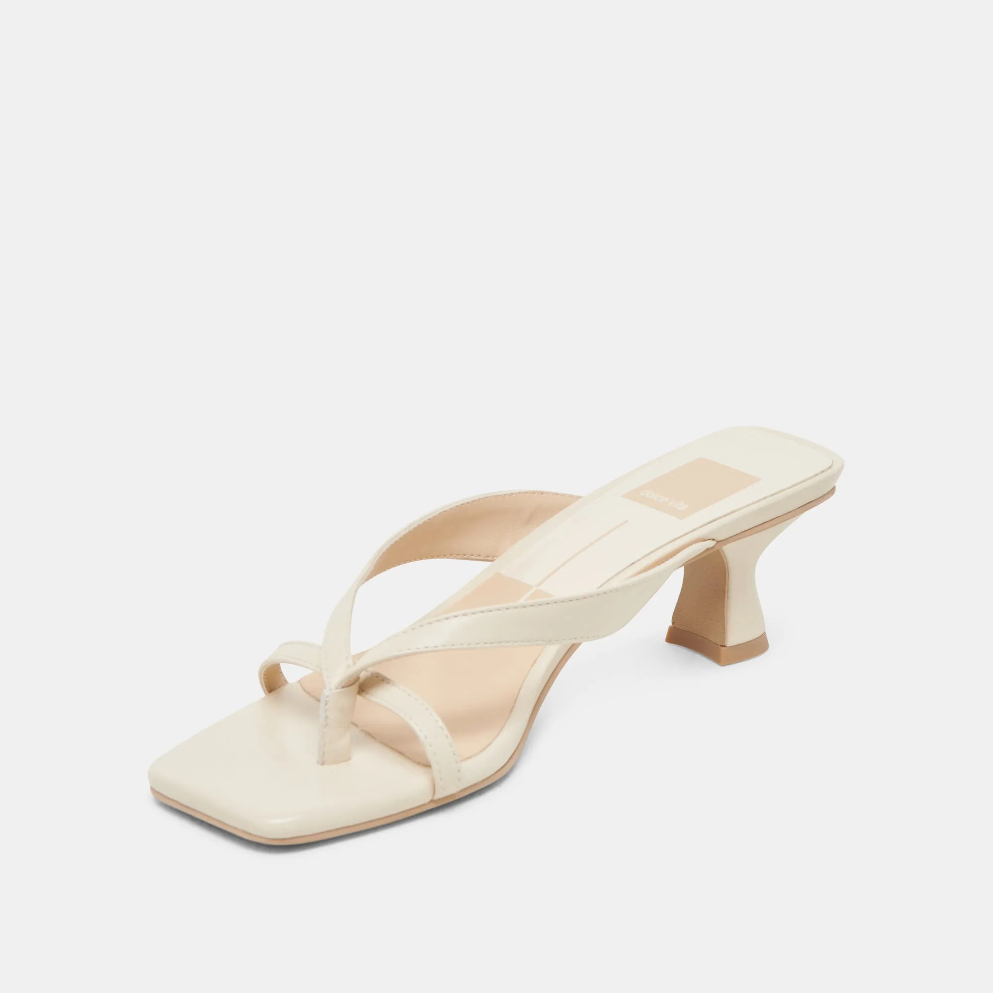 BREVEL TALONS LARGES CUIR BLANC CASSÉ