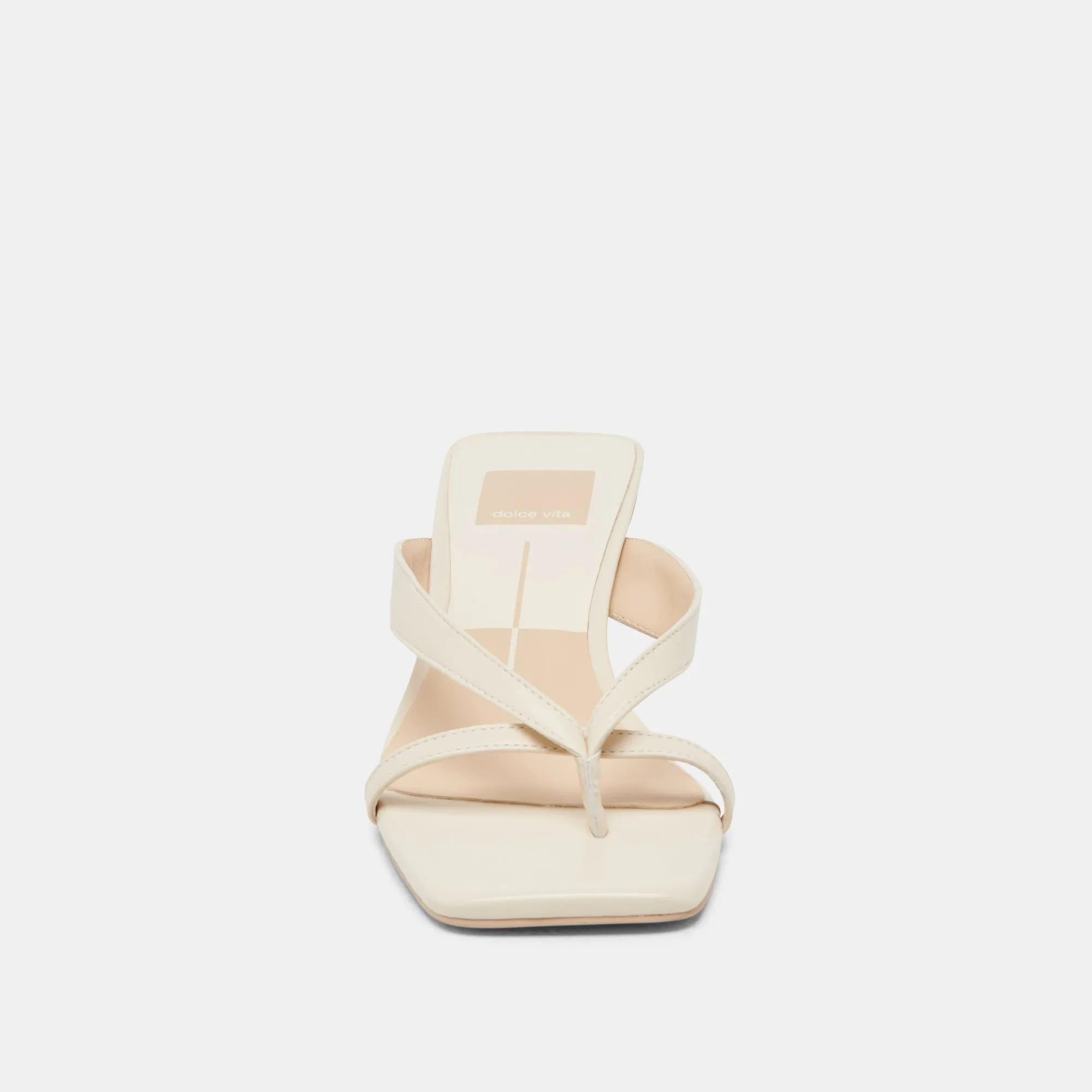 BREVEL TALONS LARGES CUIR BLANC CASSÉ