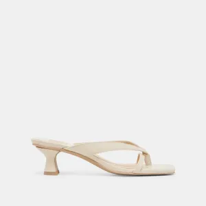 BREVEL TALONS LARGES CUIR BLANC CASSÉ