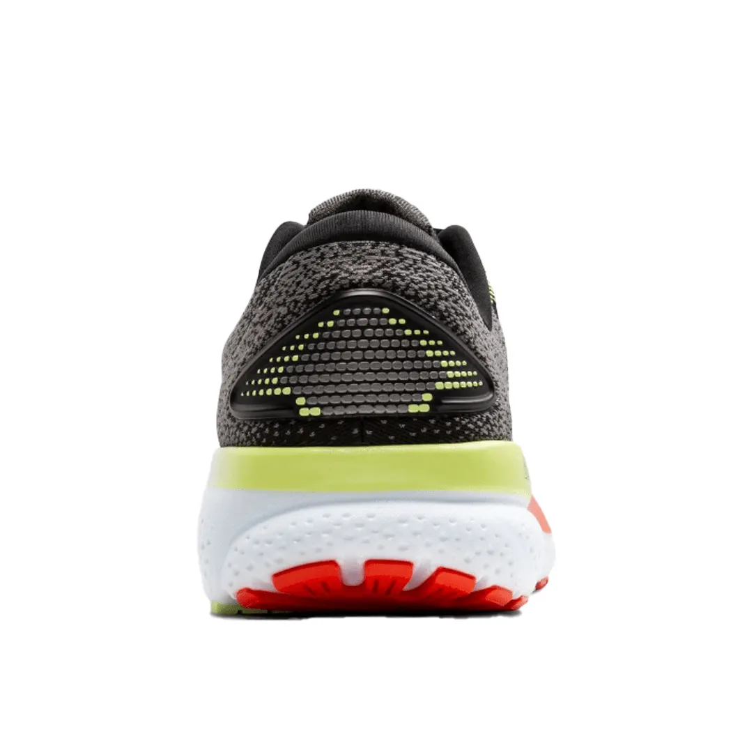 Chaussures de course Brooks Men's Ghost 16 2E (largeur large) en Noir/Rouge Mandarin/Vert AW24