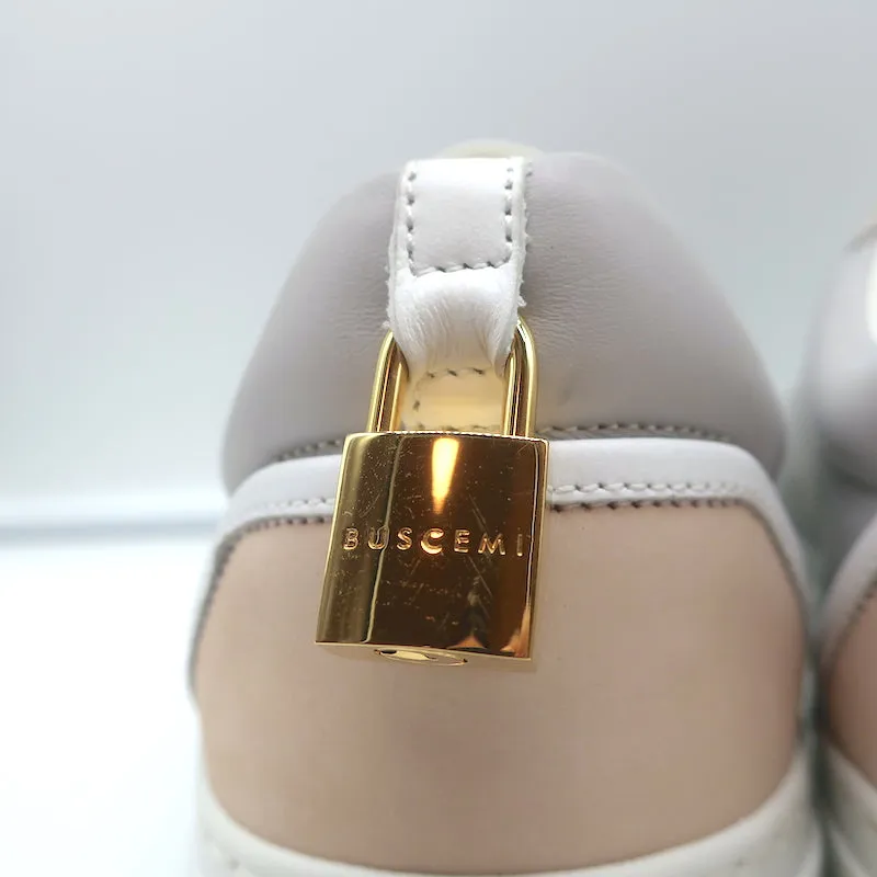 Buscemi Tennis Lock Low Top Sneakers en Cuir Gris & Suède Taille 38.5