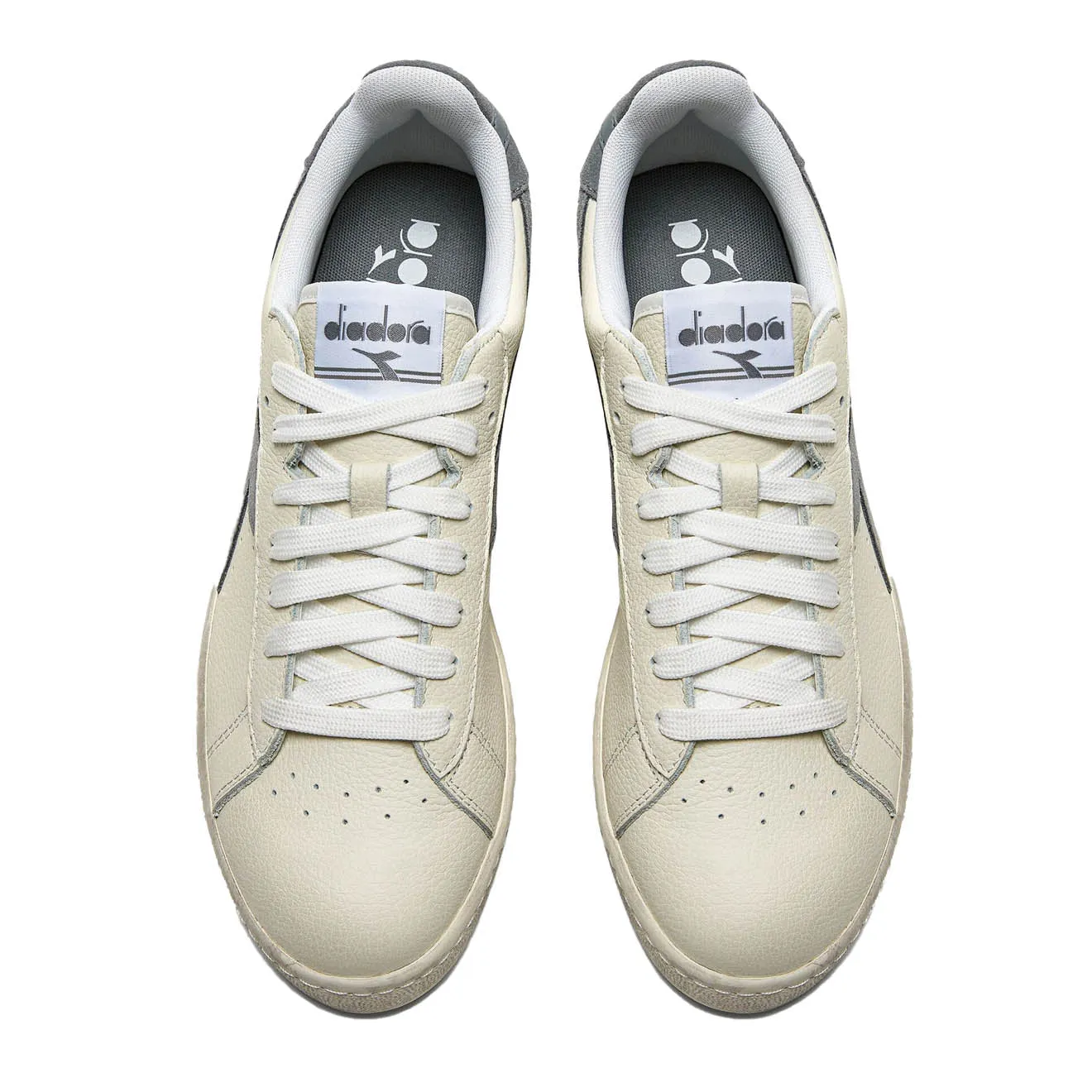 Diadora Game L Basses Femme en Suède Ciré Blanc Pop / Gris Ultimate