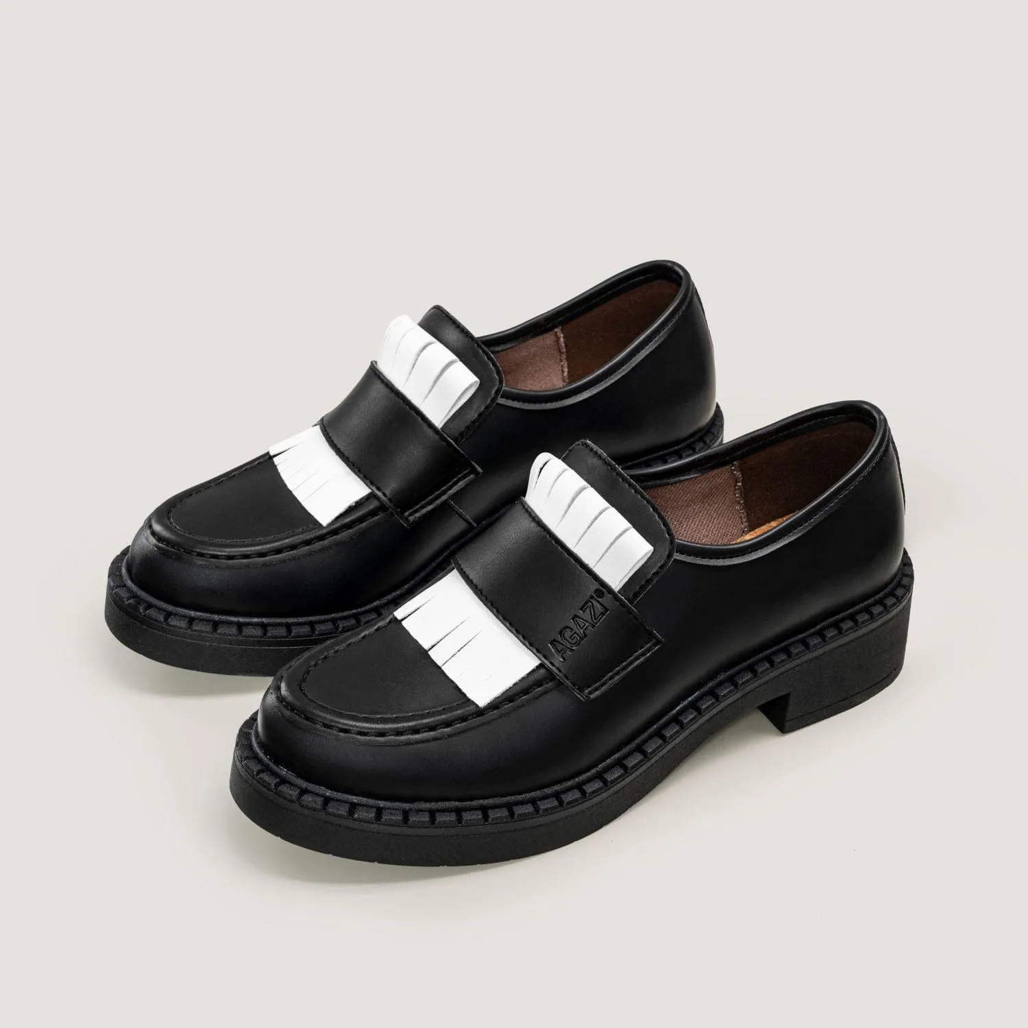 Diane Femmes 3 en 1 Pomme Cuir Végan Mocassins | Noir