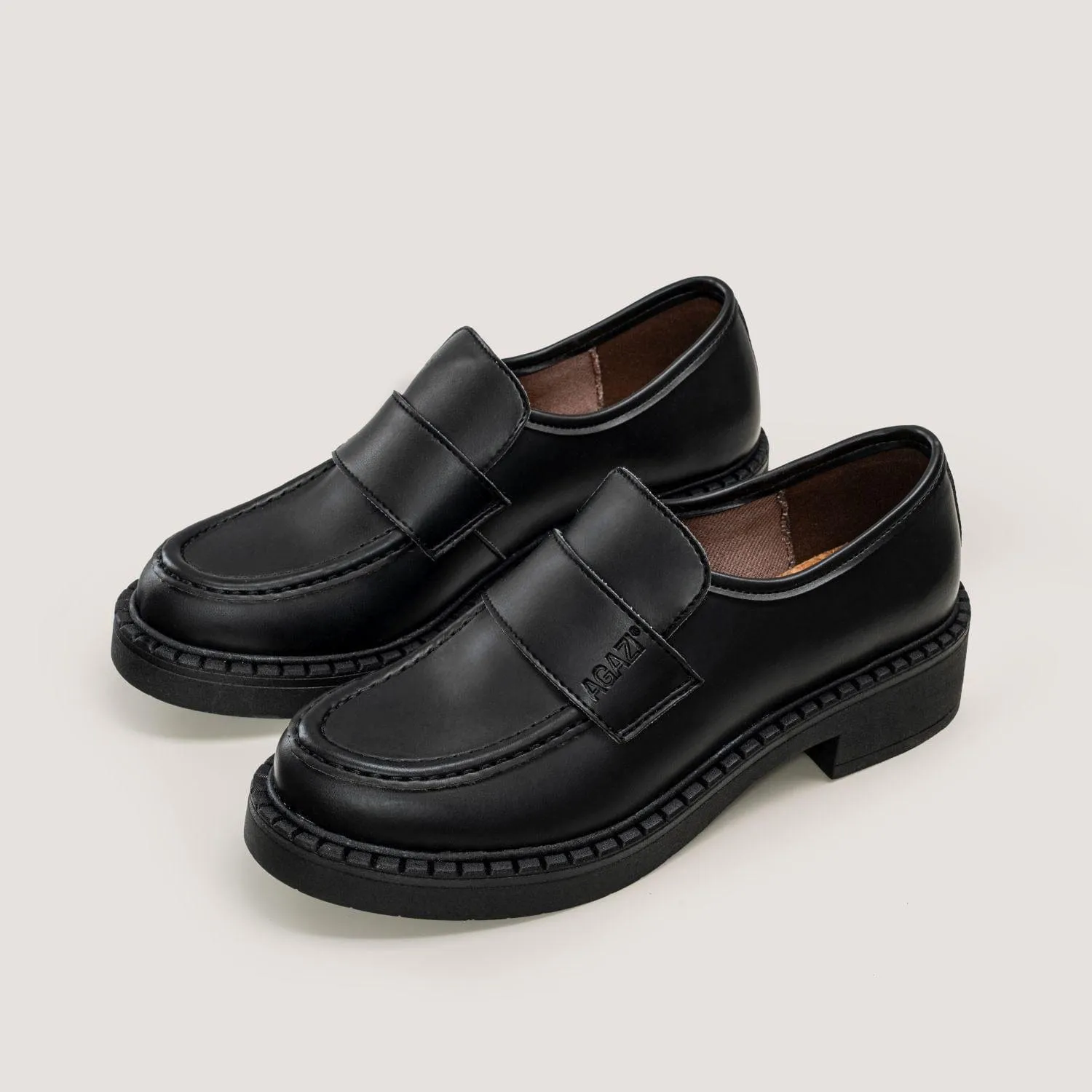Diane Femmes 3 en 1 Pomme Cuir Végan Mocassins | Noir