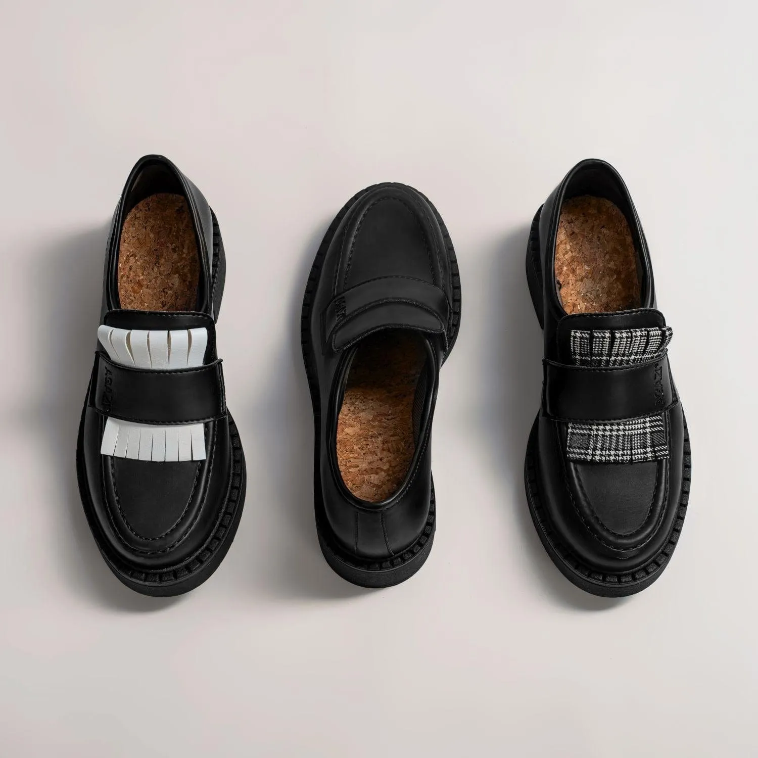 Diane Femmes 3 en 1 Pomme Cuir Végan Mocassins | Noir