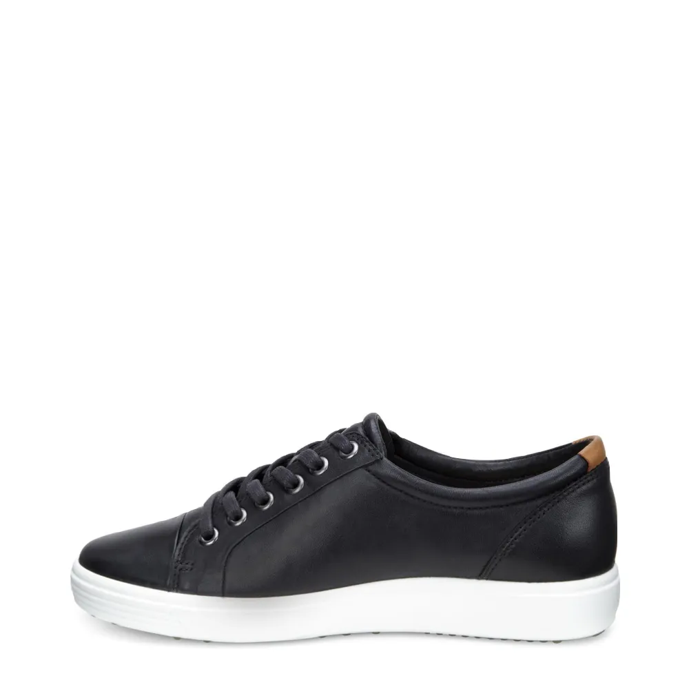 Ecco Women's Soft 7 Sneaker en cuir à lacets en noir