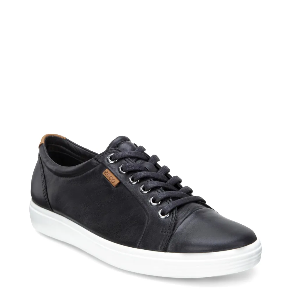 Ecco Women's Soft 7 Sneaker en cuir à lacets en noir
