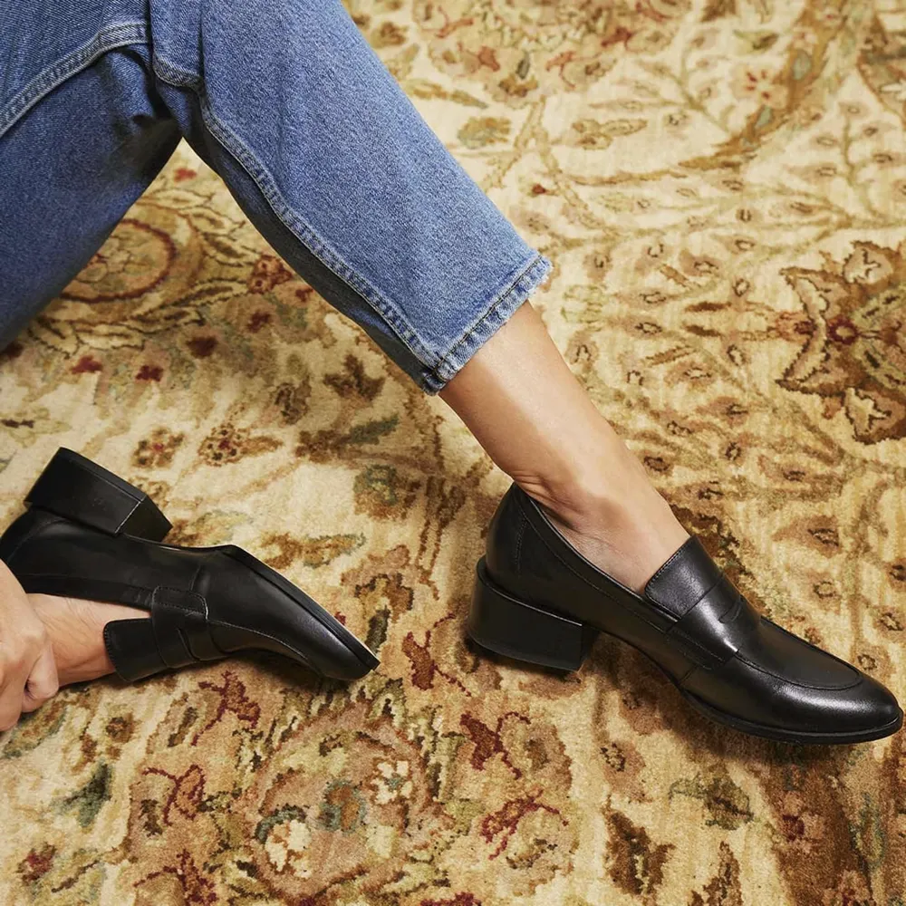 EOS Footwear Penny Loafer à Talon en Cuir pour Femme en Noir