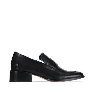 EOS Footwear Penny Loafer à Talon en Cuir pour Femme en Noir