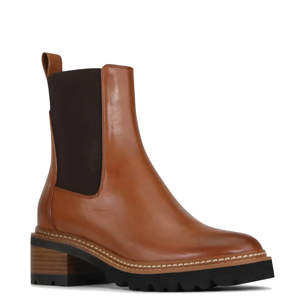 Bottes Chelsea en cuir à talon linéaire pour femmes EOS Footwear en couleur Brandy